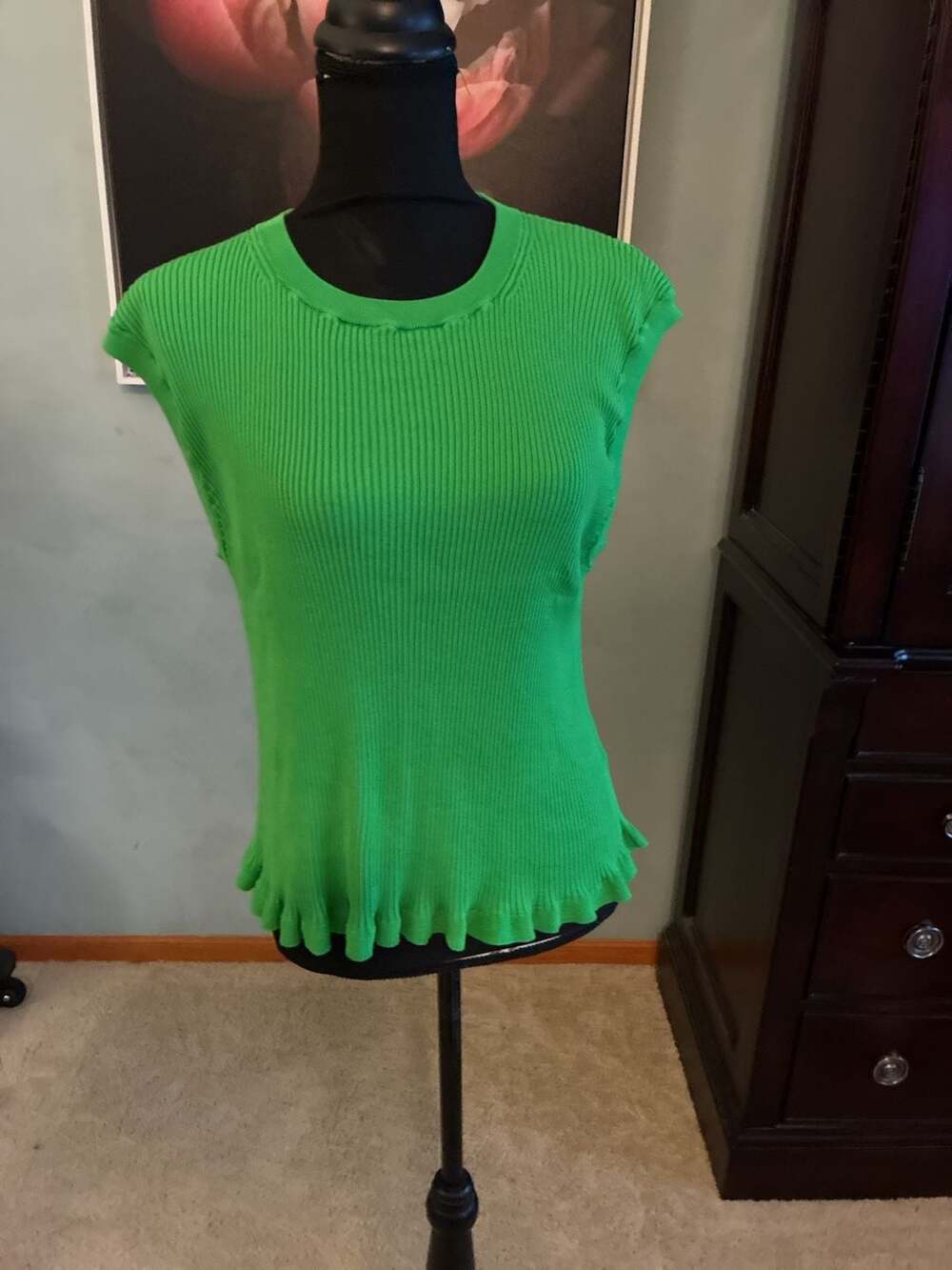 J.Crew Women's Ribbed Cotton Crewneck Sweater Bright Green Size XL CJ430 A673